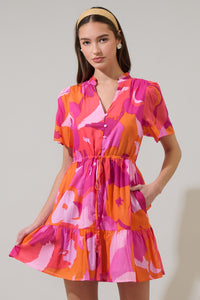 Merim Floral Amo Button Up Mini Dress