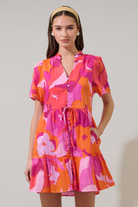 Merim Floral Amo Button Up Mini Dress