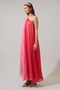 Galena Halter Pleated Maxi Dress