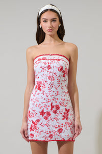 Jase Floral Cian Strapless Mini Dress