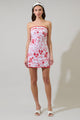 Jase Floral Cian Strapless Mini Dress