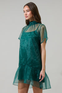 Berny Organza Mock Neck Mini Dress