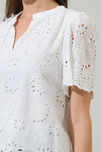 Shirin Eyelet Split Neck Top