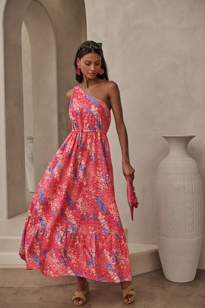 新品未使用Her lip to Mtst Have Summer Dress S Leah Abstract Elya One Shoulder Maxi Dress – Sugarlips