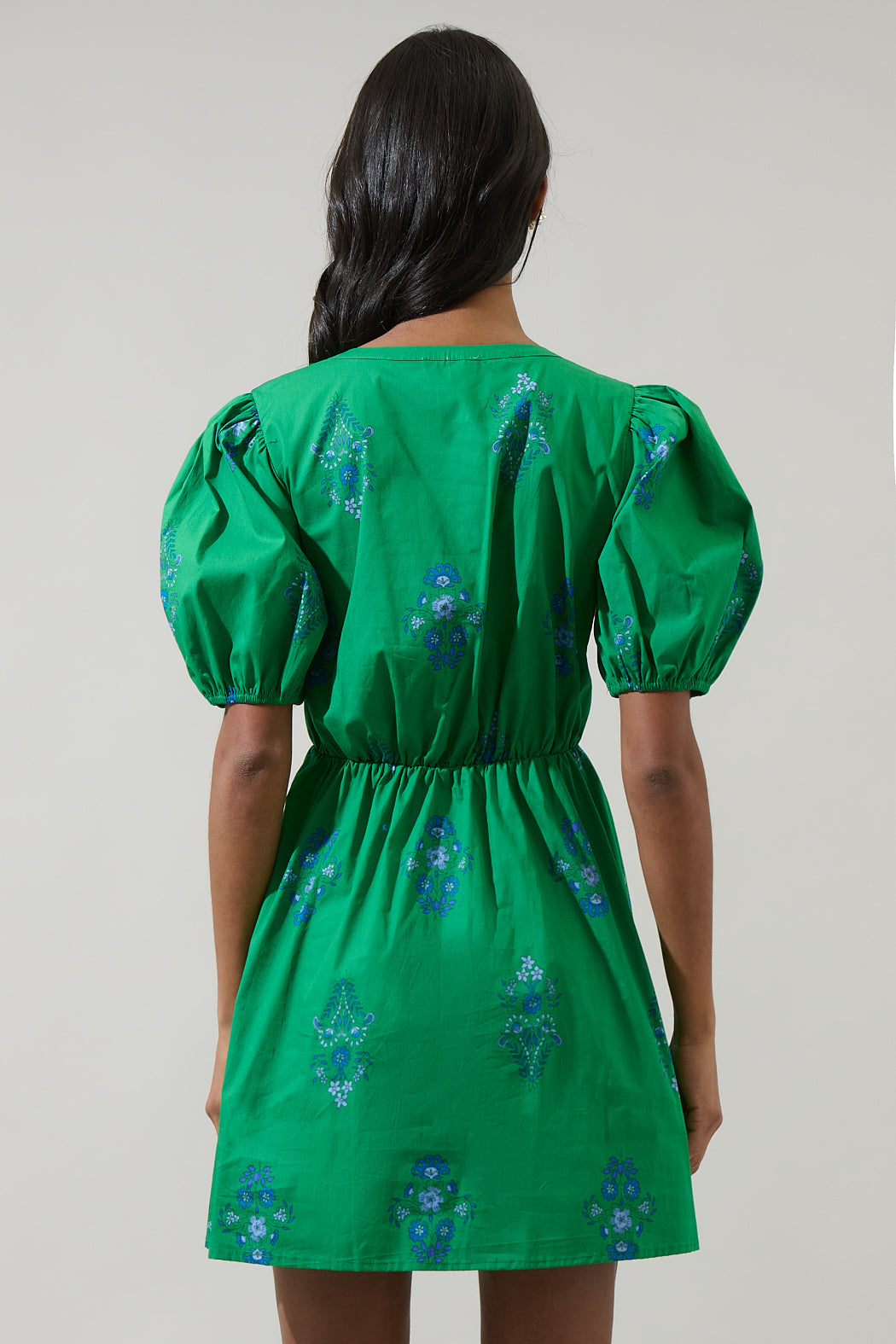Halina Floral Alba Puff Sleeve Mini Dress KELLY-BLUES / XS by Sugarlips Halina Floral Alba Puff Sleeve Mini Dress KELLY-BLUES / XS by Sugarlips