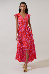Rania Floral Evianna Flutter Maxi Dress