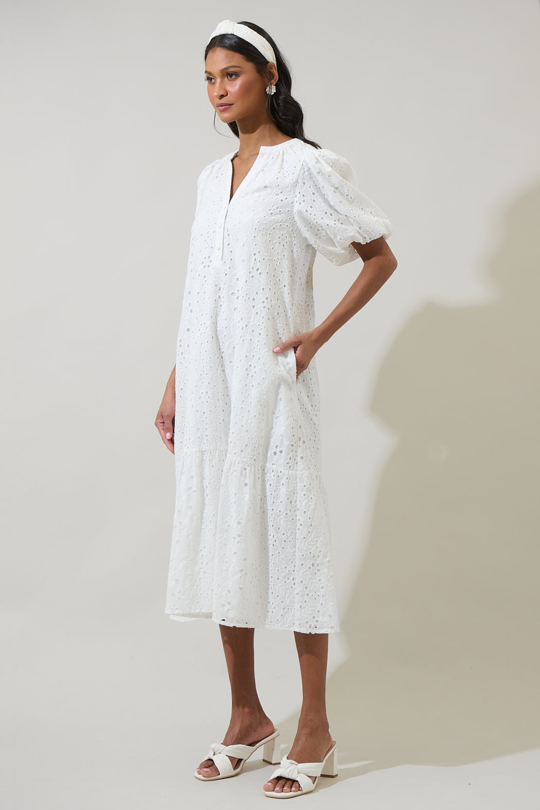alix midi dress Women's Alix Square Neck Midi Dress Cream White/Soft Pink XS/S/M/L/XL/XXL/Customize MEAN BLVD