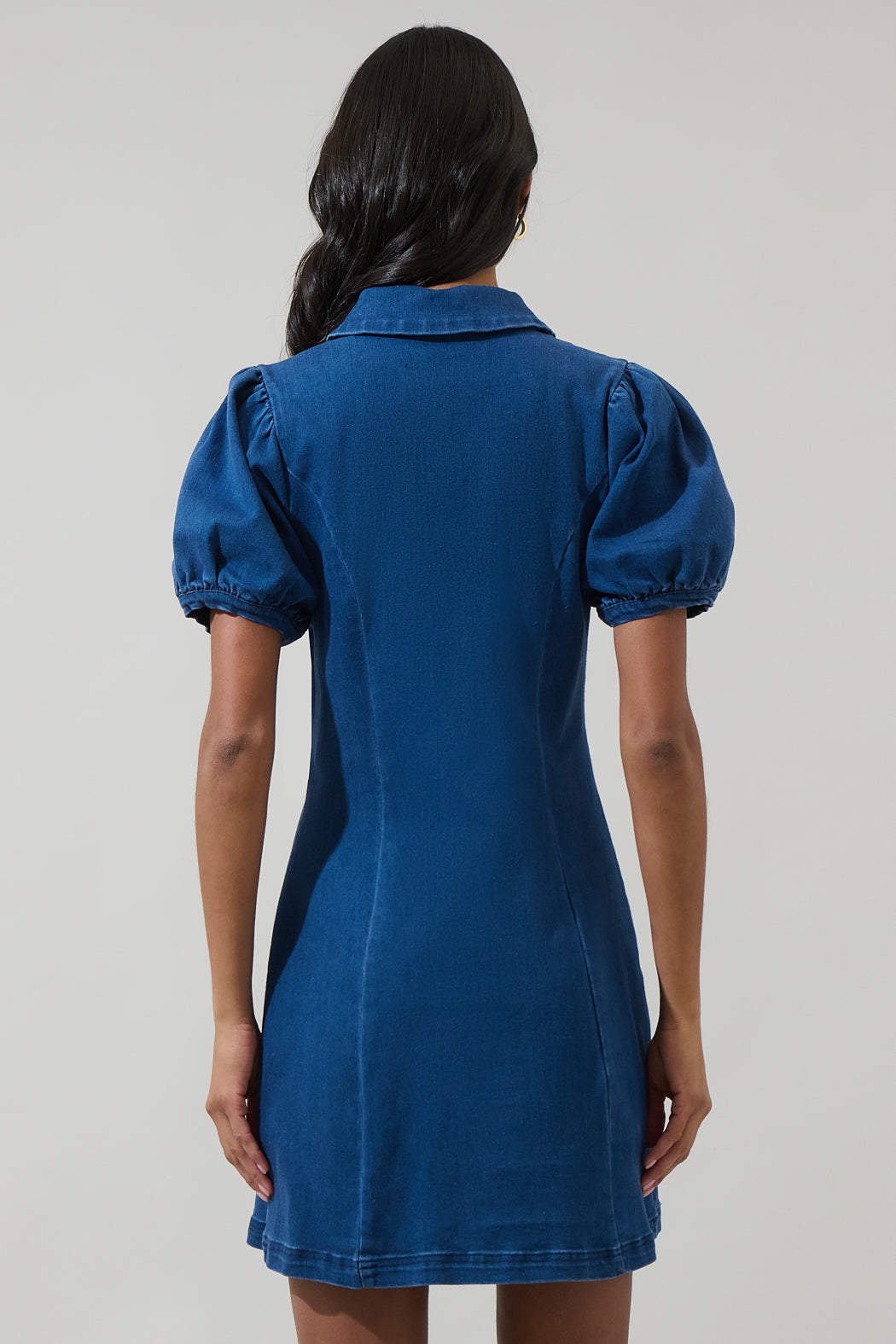 Adalyn Denim Collar Mini Dress DENIM-BLUE / XS