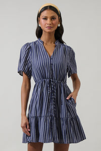 Melen Stripe Amo Button Up Mini Dress