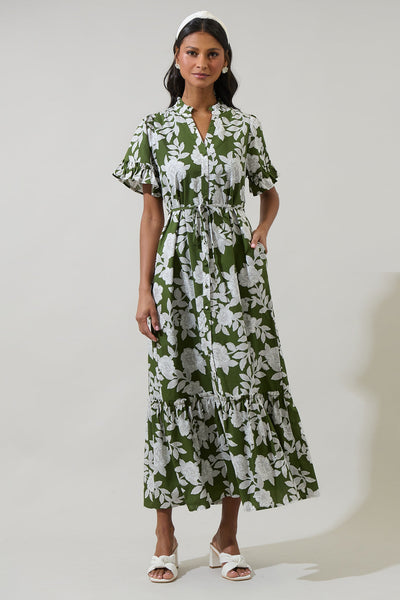 Haizley Floral Alna Button Up Midi Dress – Sugarlips