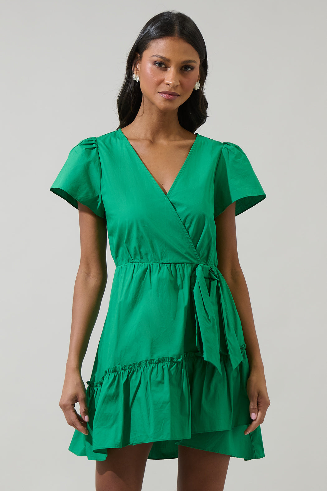 Jayda Wrap Mini Dress Kelly-Green / Xs by Sugarlips Jayda Wrap Mini Dress Kelly-Green / Xs by Sugarlips