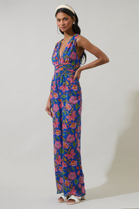 Wendey Floral Tilda Plunging Neckline Jumpsuit