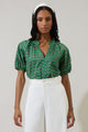 Isha Floral Lena Split Neck Top