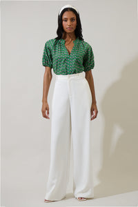Isha Floral Lena Split Neck Top