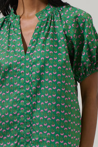 Isha Floral Lena Split Neck Top