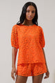 Zosia Villa Sequin Eyelet Puff Sleeve Top