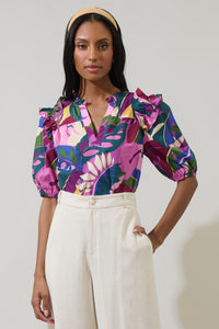 Blain Tropics Paz Poplin Short Sleeve Top