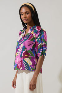 Blain Tropics Paz Poplin Short Sleeve Top