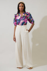 Blain Tropics Paz Poplin Short Sleeve Top