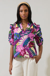 Blain Tropics Paz Poplin Short Sleeve Top