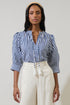 Glenda Stripe Irina Split Neck Top
