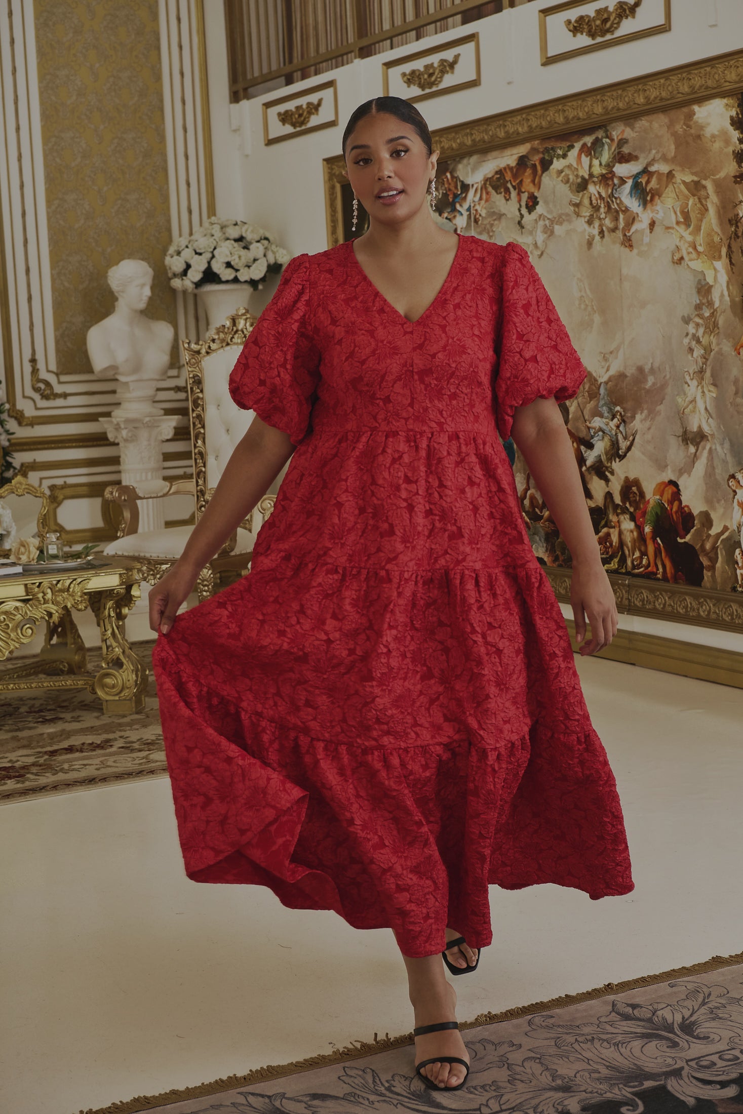 jacquard tiered maxi dress Lola Jacquard Eulalia Tiered Maxi Dress CHAMPAGNE / M by Sugarlips