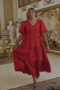 Arielle Jacquard Maxi Tiered Dress Curve