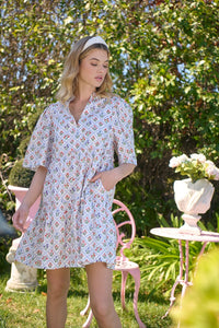 Lara Floral Dixie Split Neck Shift Dress