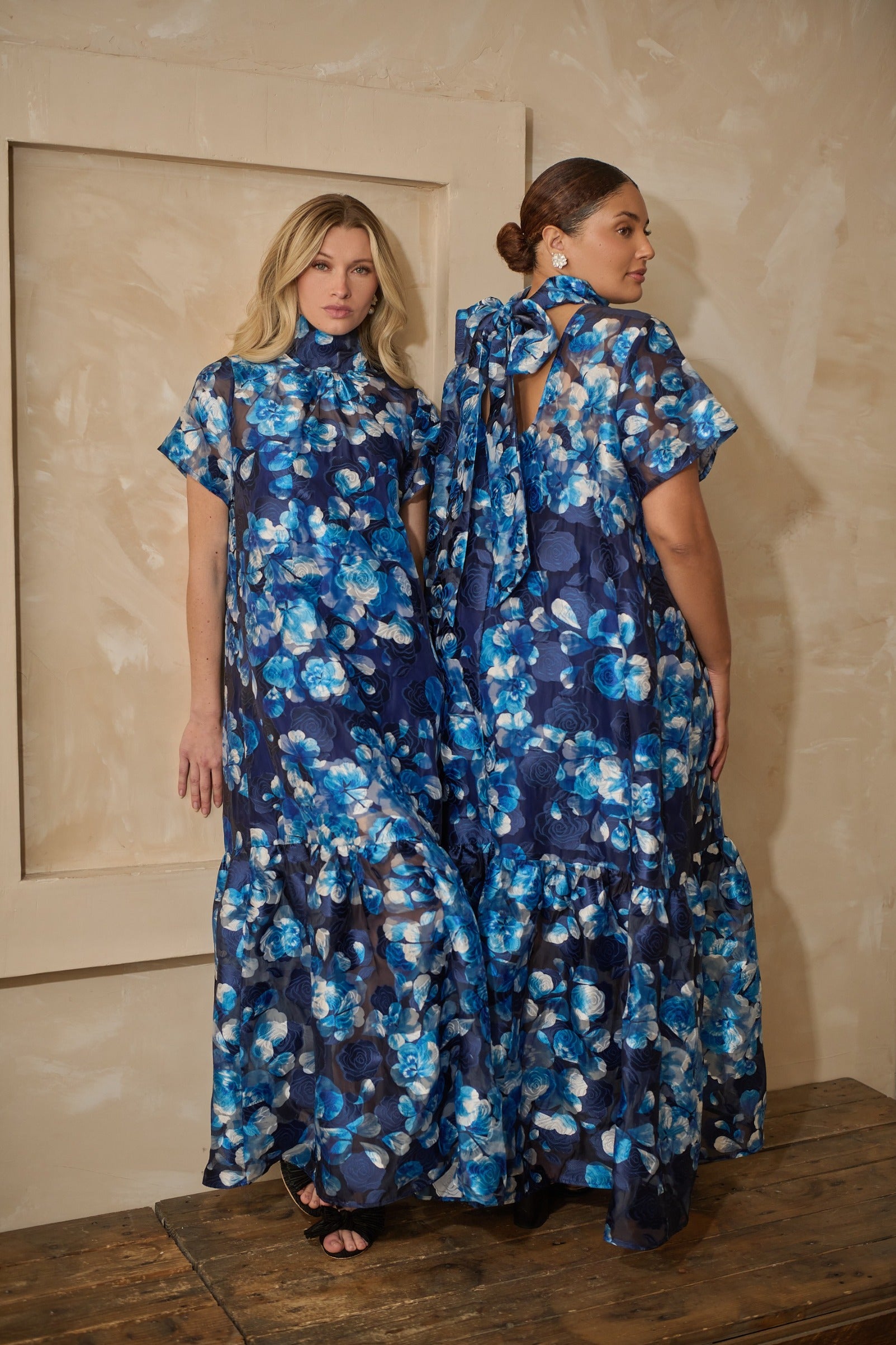 Abay Floral Dime Organza Maxi Dress Abay Floral Dime Organza Maxi Dress