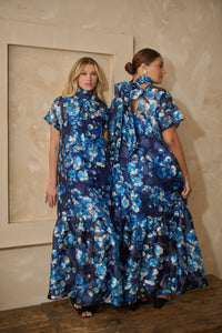 Abay Floral Dime Organza Maxi Dress Curve