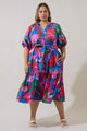 Exene Floral Wynette Tiered Midi Dress Curve