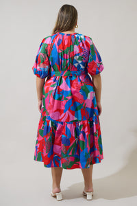 Exene Floral Wynette Tiered Midi Dress Curve