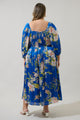Solary Floral Amaretto Puff Sleeve Midi Dress Curve