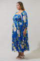 Solary Floral Amaretto Puff Sleeve Midi Dress Curve