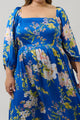 Solary Floral Amaretto Puff Sleeve Midi Dress Curve