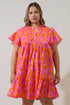 Cala Floral Lizzy Pleated Ruffle Mini Dress Curve