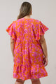 Cala Floral Lizzy Pleated Ruffle Mini Dress Curve