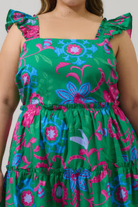 Cabina Floral Ruffle Tiered Mini Dress Curve
