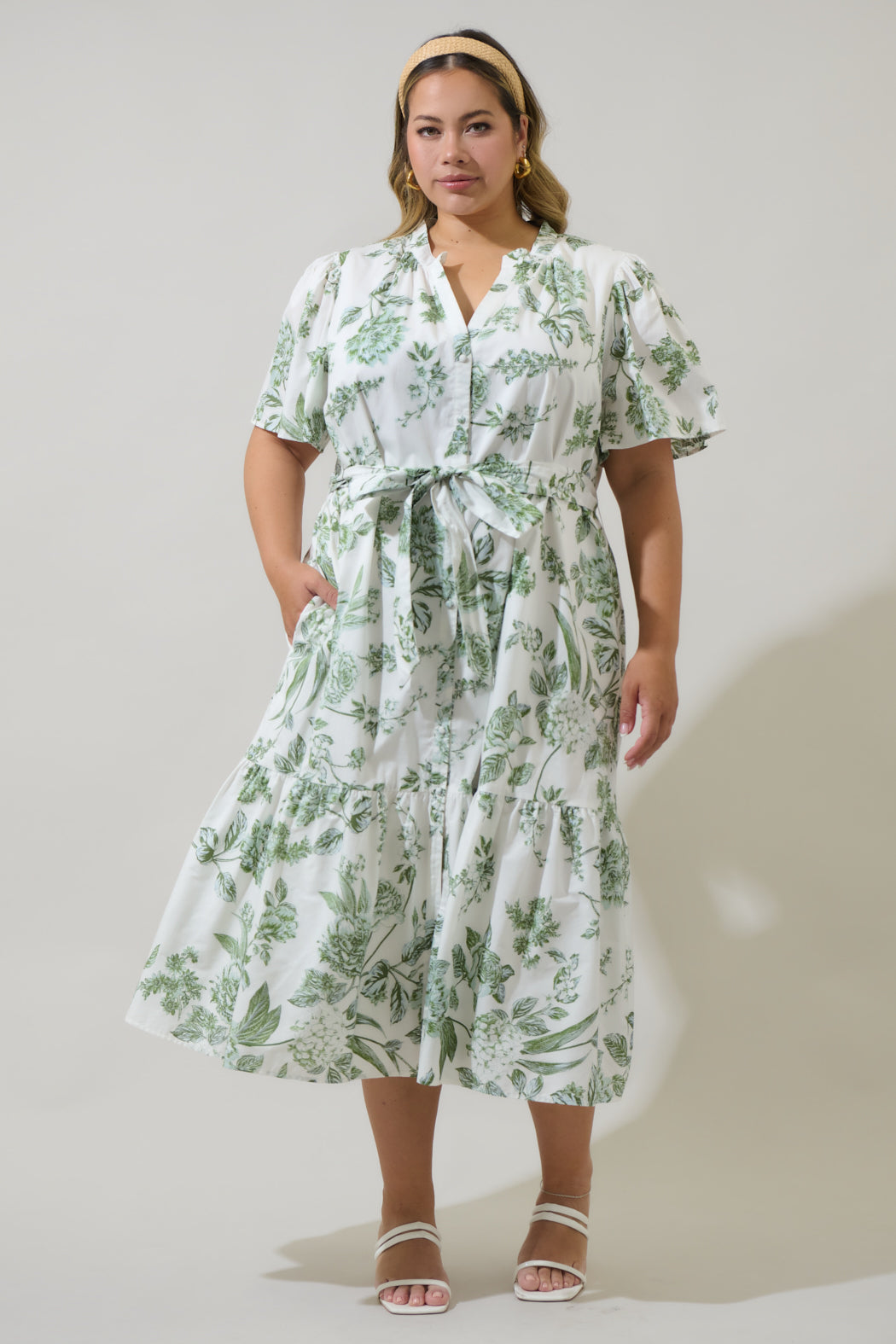 Bria Floral Cora Button Up Midi Dress Curve Bria Floral Cora Button Up Midi Dress Curve
