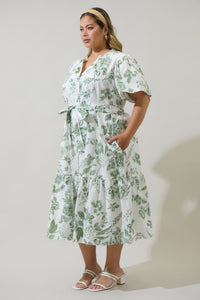 Bria Floral Cora Button Up Midi Dress Curve