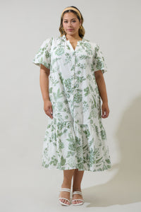 Bria Floral Cora Button Up Midi Dress Curve