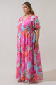 Calista Floral Linana Button Front Maxi Dress Curve