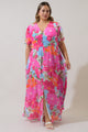 Calista Floral Linana Button Front Maxi Dress Curve