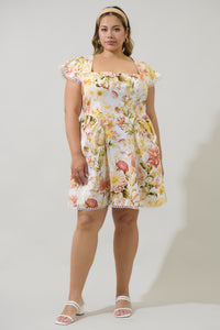 Zury Floral Katey Smocked Mini Dress Curve