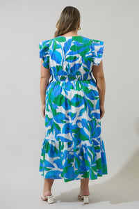 Pansie Floral Alara Ruffle Midi Dress Curve