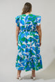 Pansie Floral Alara Ruffle Midi Dress Curve