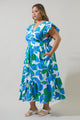 Pansie Floral Alara Ruffle Midi Dress Curve