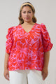 Rania Floral Chancellor Ruched Sleeve Blouse Curve