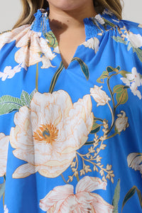 Roswell Floral Barcy Smocked Top Curve