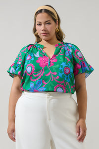 Cabina Floral Macy Ruffle Top Curve
